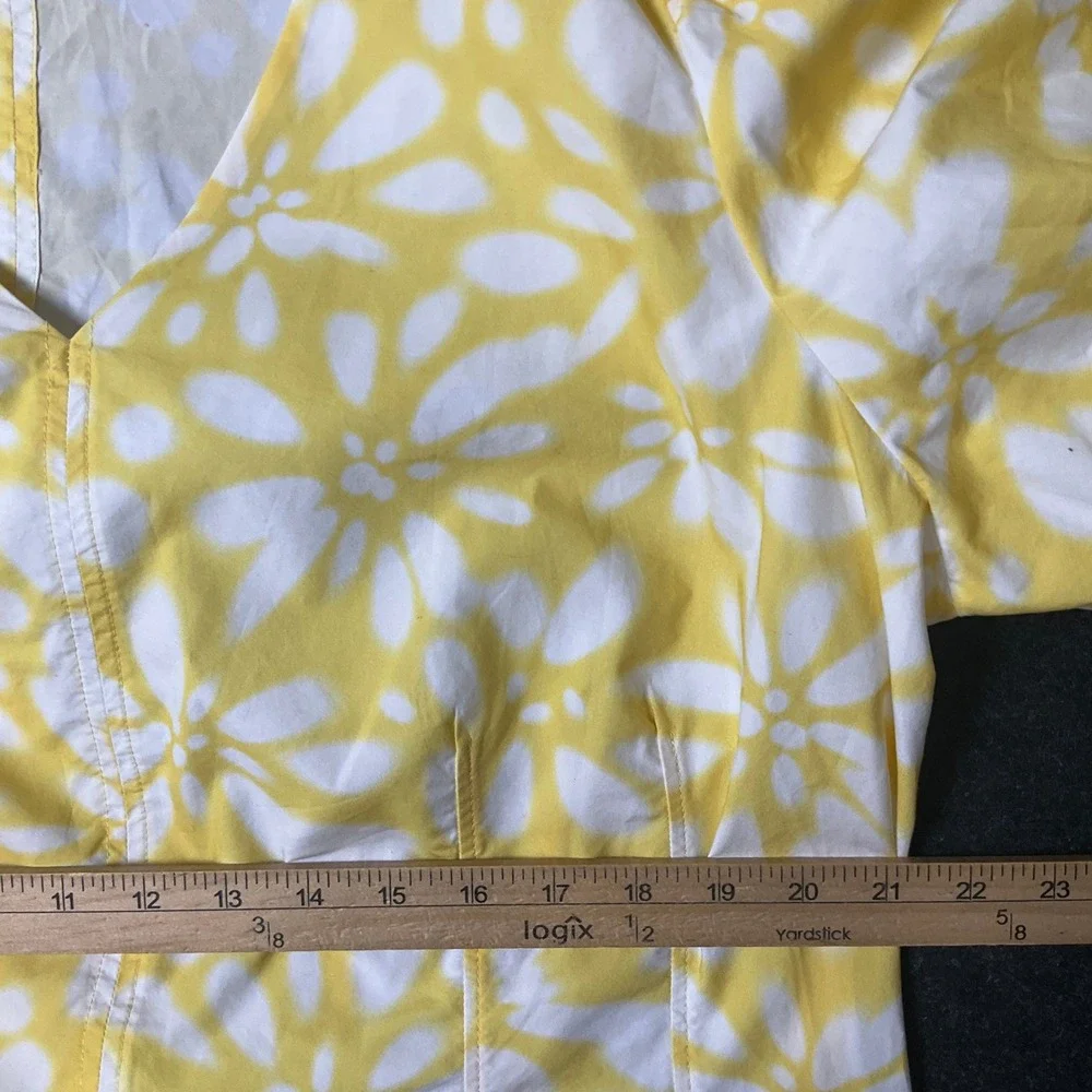 Banana Republic Blouse Sz 20 Yellow Cotton Floral Puff Sleeve Boho Bold Sunny
